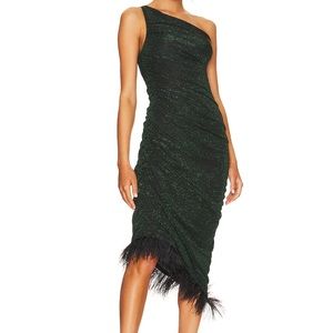 SAYLOR Hilaria Midi Dress in Black & Emerald
